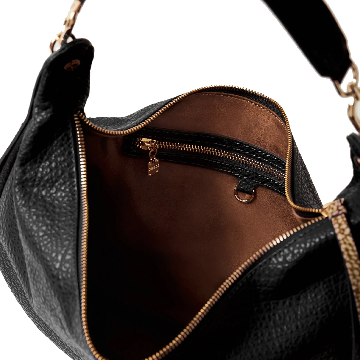 Borbonese Hobo Bag Oyster Medium in pelle Nero - 4