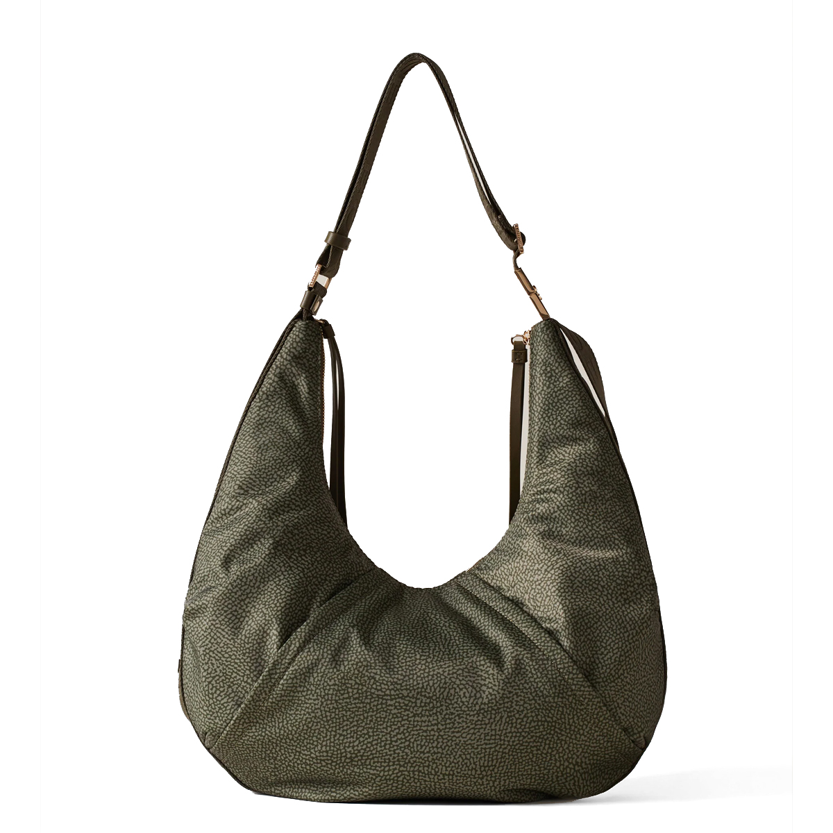 Borbonese Hobo Bag Fold Medium Verde Militare - 3 Borbonese Hobo Bag Fold Medium Verde Militare - 3