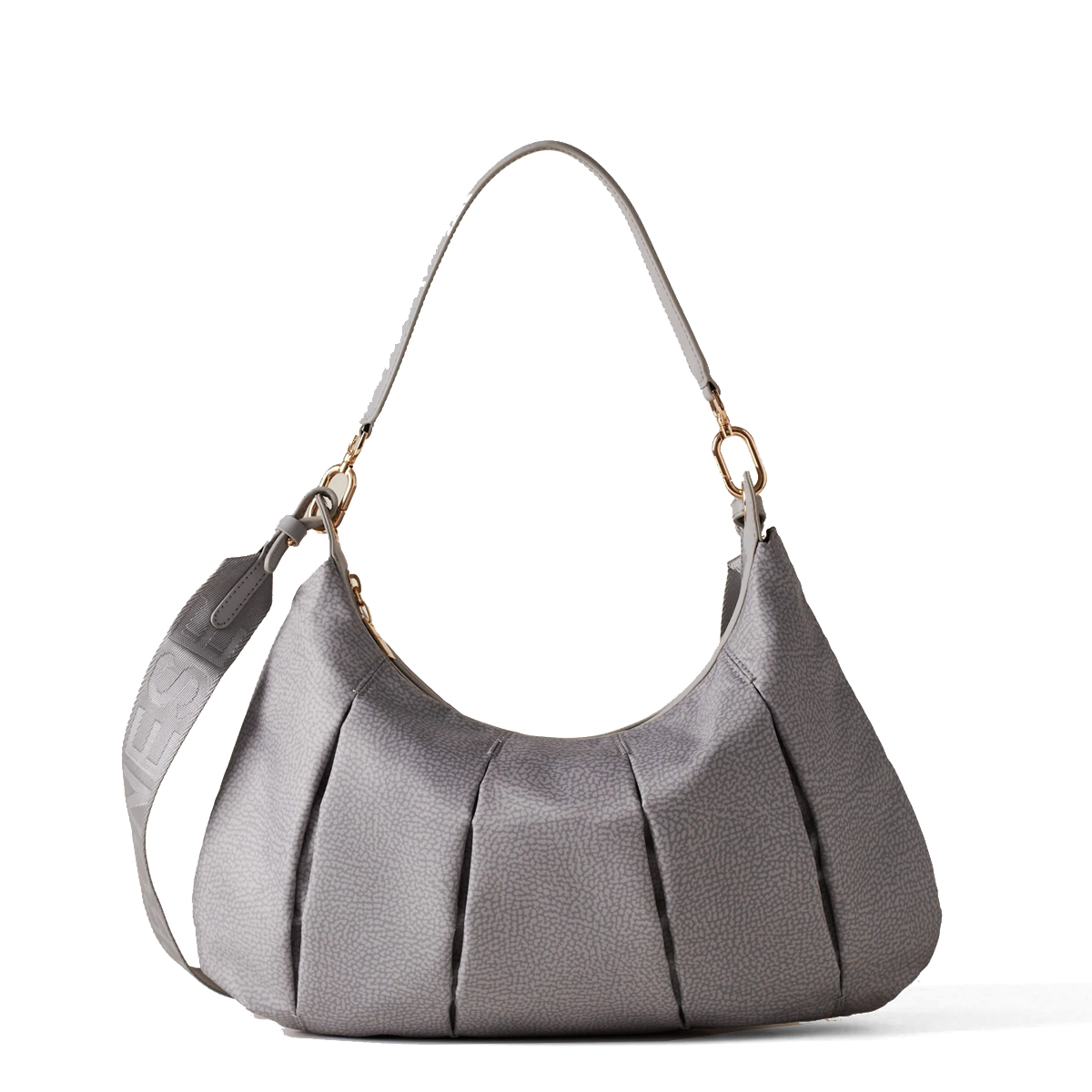 Borbonese Hobo Bag Croissant Medium Cloud - 1 Borbonese Hobo Bag Croissant Medium Cloud - 1