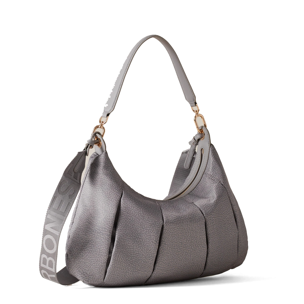 Borbonese Hobo Bag Croissant Medium Cloud - 2 Borbonese Hobo Bag Croissant Medium Cloud - 2