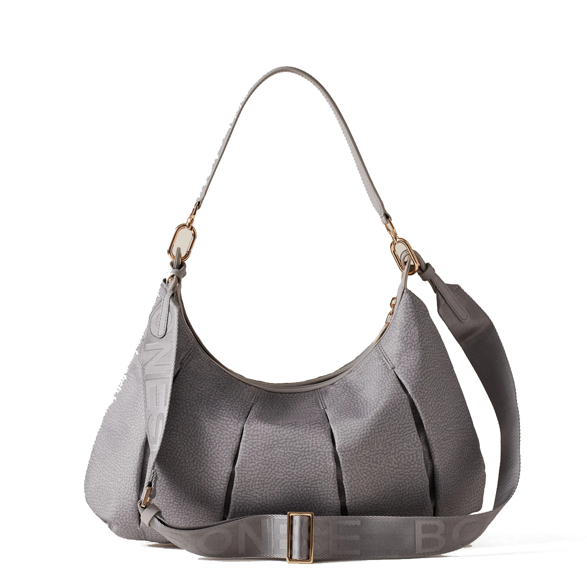 Borbonese Hobo Bag Croissant Medium Cloud - 3 Borbonese Hobo Bag Croissant Medium Cloud - 3