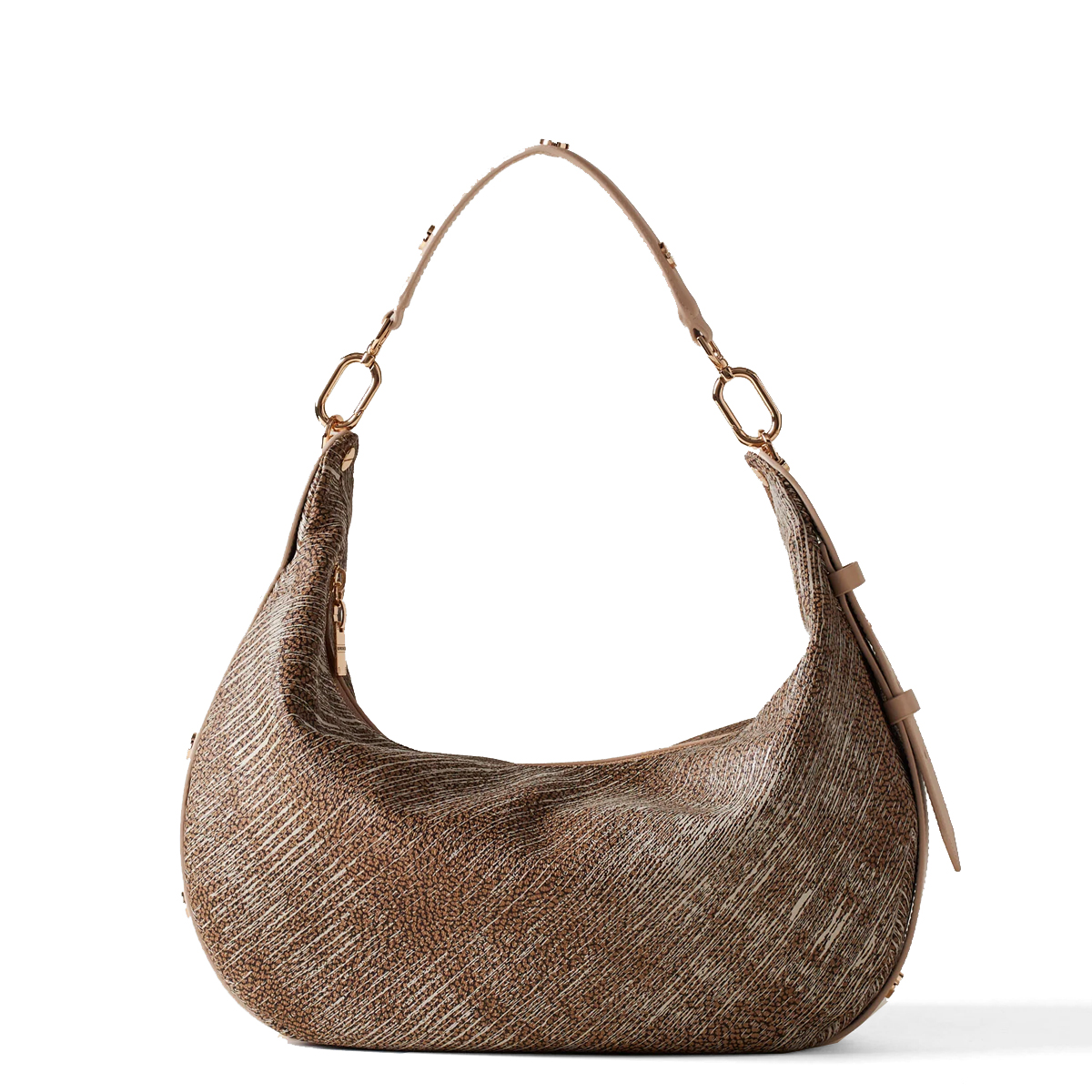 Borbonese Hobo Bag Oyster Medium in pelle Porridge - 1 Borbonese Hobo Bag Oyster Medium in pelle Porridge - 1