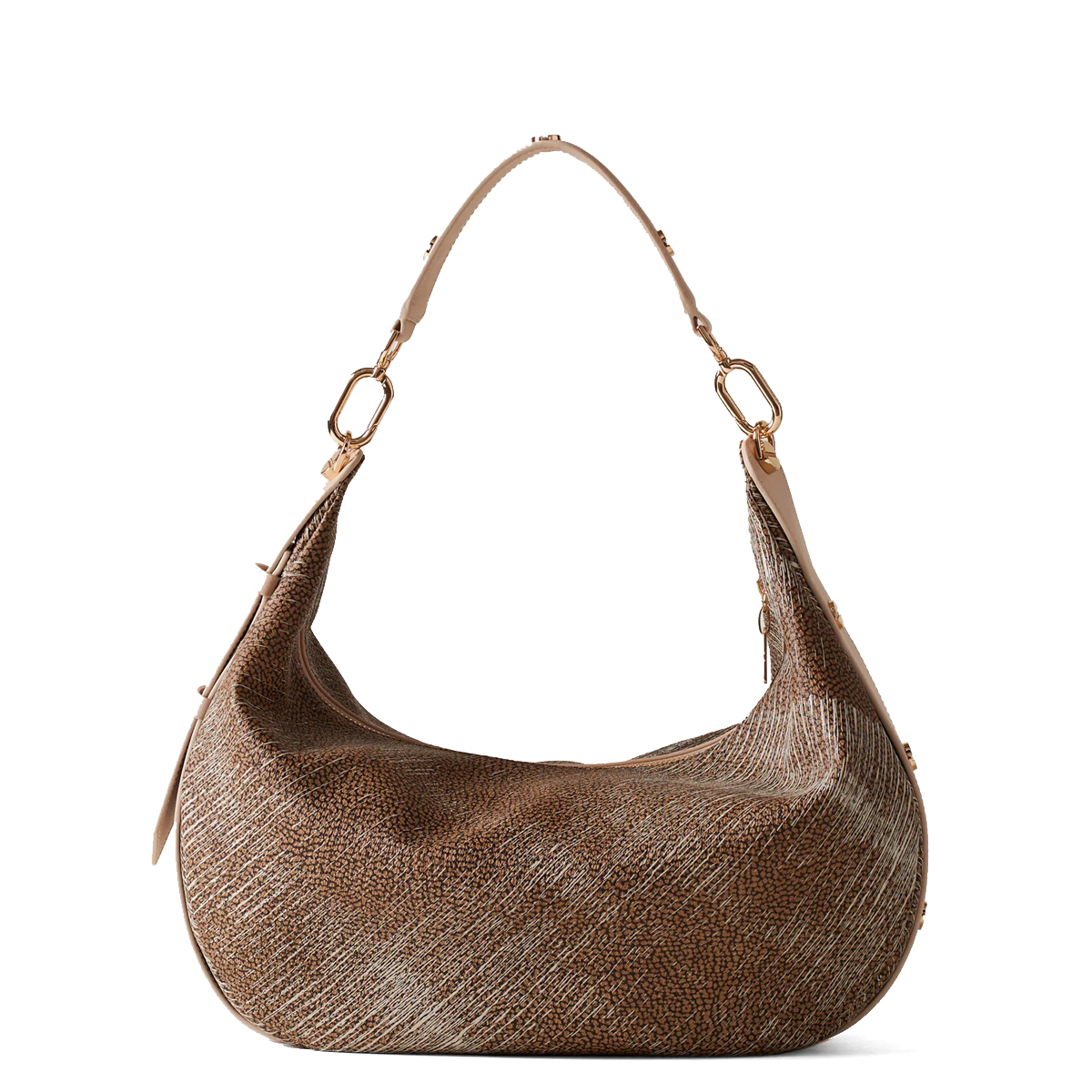 Borbonese Hobo Bag Oyster Medium in pelle Porridge - 3 Borbonese Hobo Bag Oyster Medium in pelle Porridge - 3