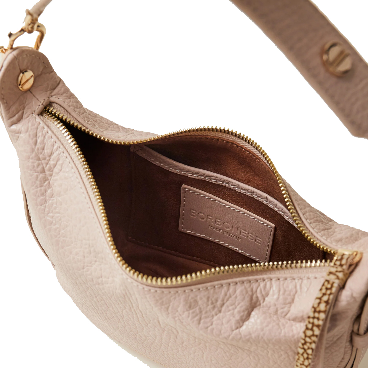Borbonese Hobo Bag Oyster Petite in pelle Porridge - 4 Borbonese Hobo Bag Oyster Petite in pelle Porridge - 4