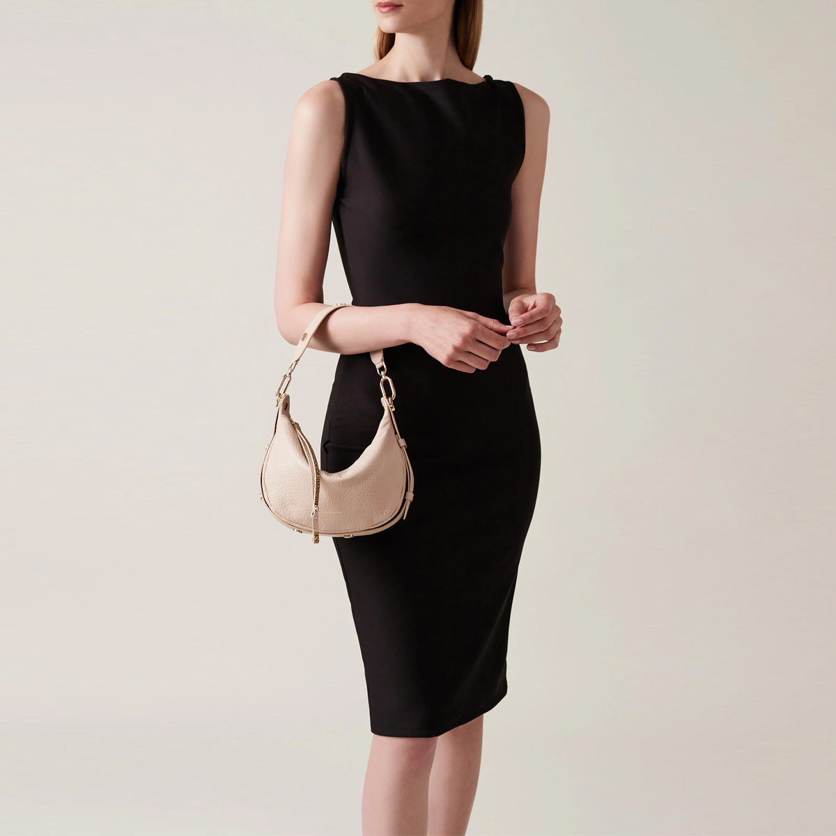 Borbonese Hobo Bag Oyster Petite in pelle Porridge - 5 Borbonese Hobo Bag Oyster Petite in pelle Porridge - 5