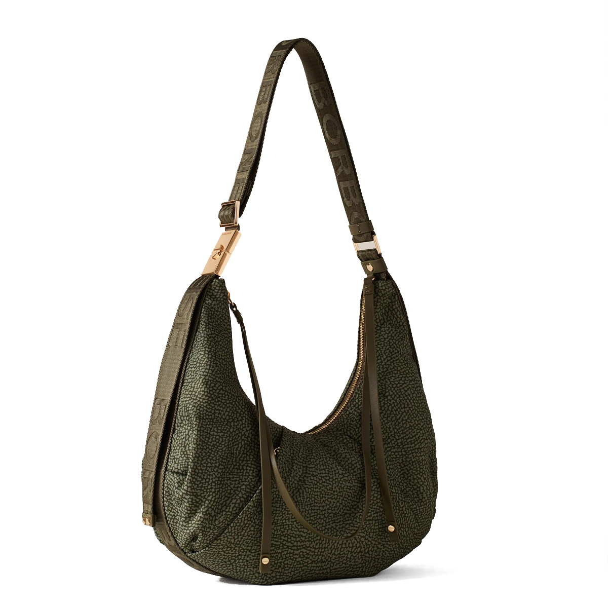 Borbonese Hobo Bag Fold Small Verde Militare - 2 Borbonese Hobo Bag Fold Small Verde Militare - 2
