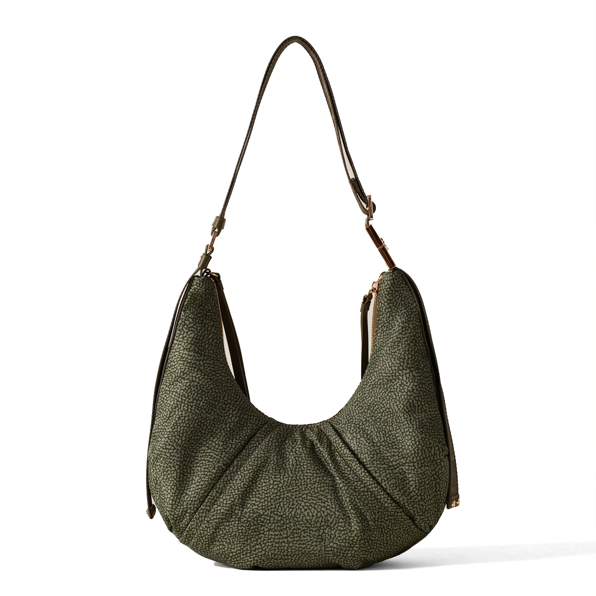Borbonese Hobo Bag Fold Small Verde Militare - 3 Borbonese Hobo Bag Fold Small Verde Militare - 3