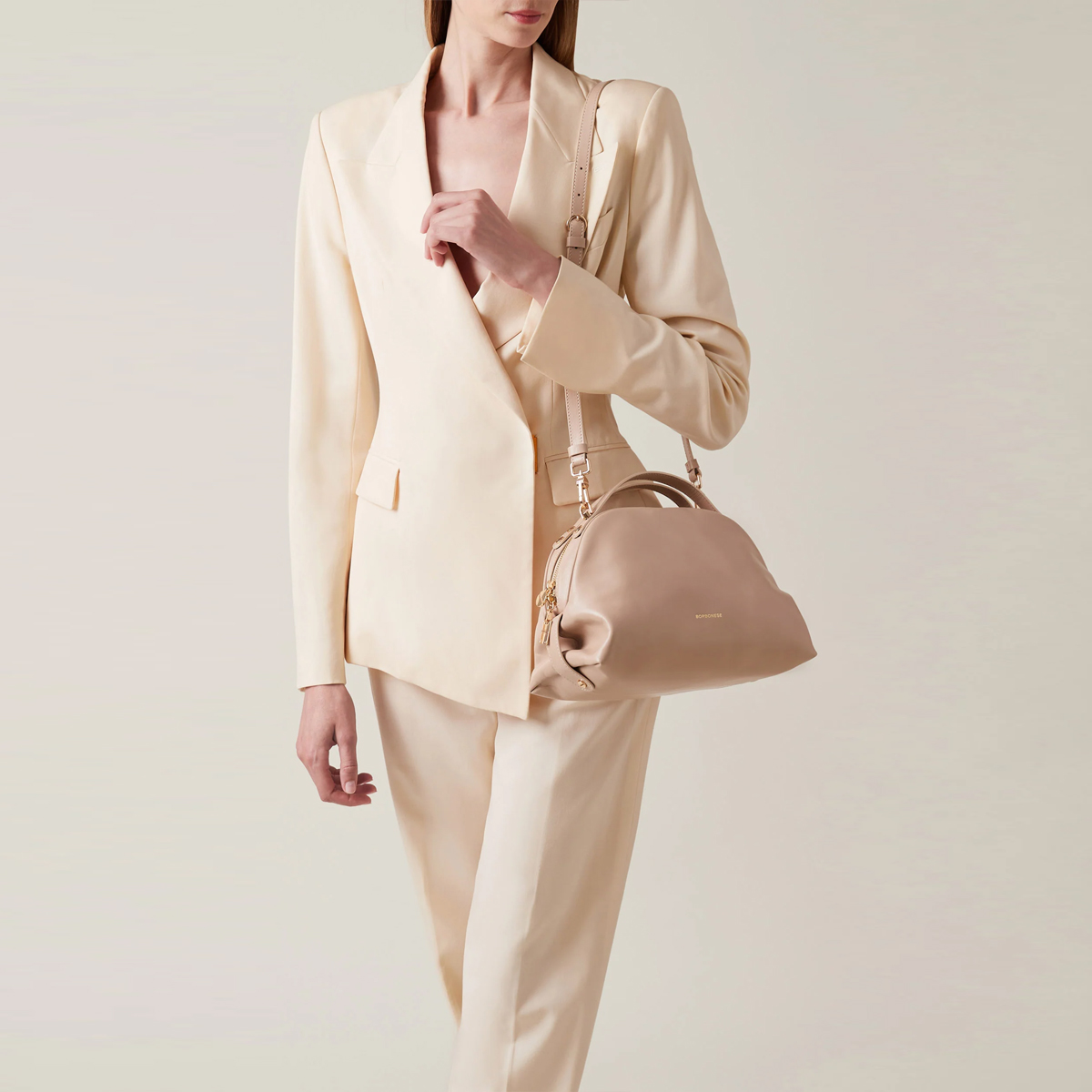 Borbonese Borsa a mano Sexy Bag Small in pelle Porridge - 5 Borbonese Borsa a mano Sexy Bag Small in pelle Porridge - 5