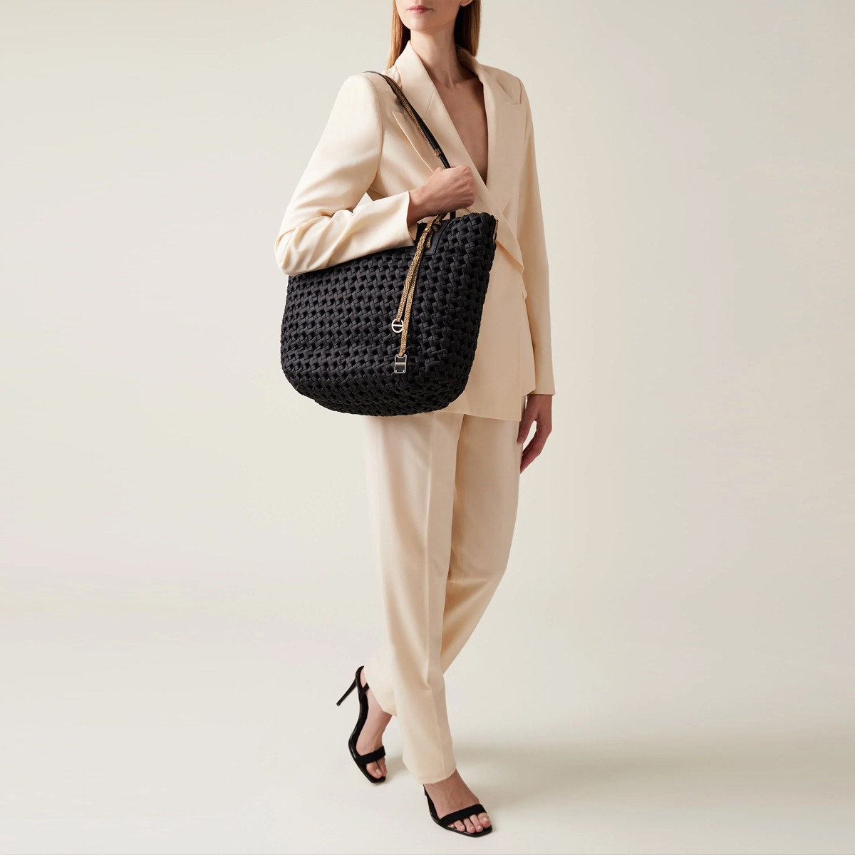 Borbonese Shopping Bag La Nido Large Nero OP Naturale - 5