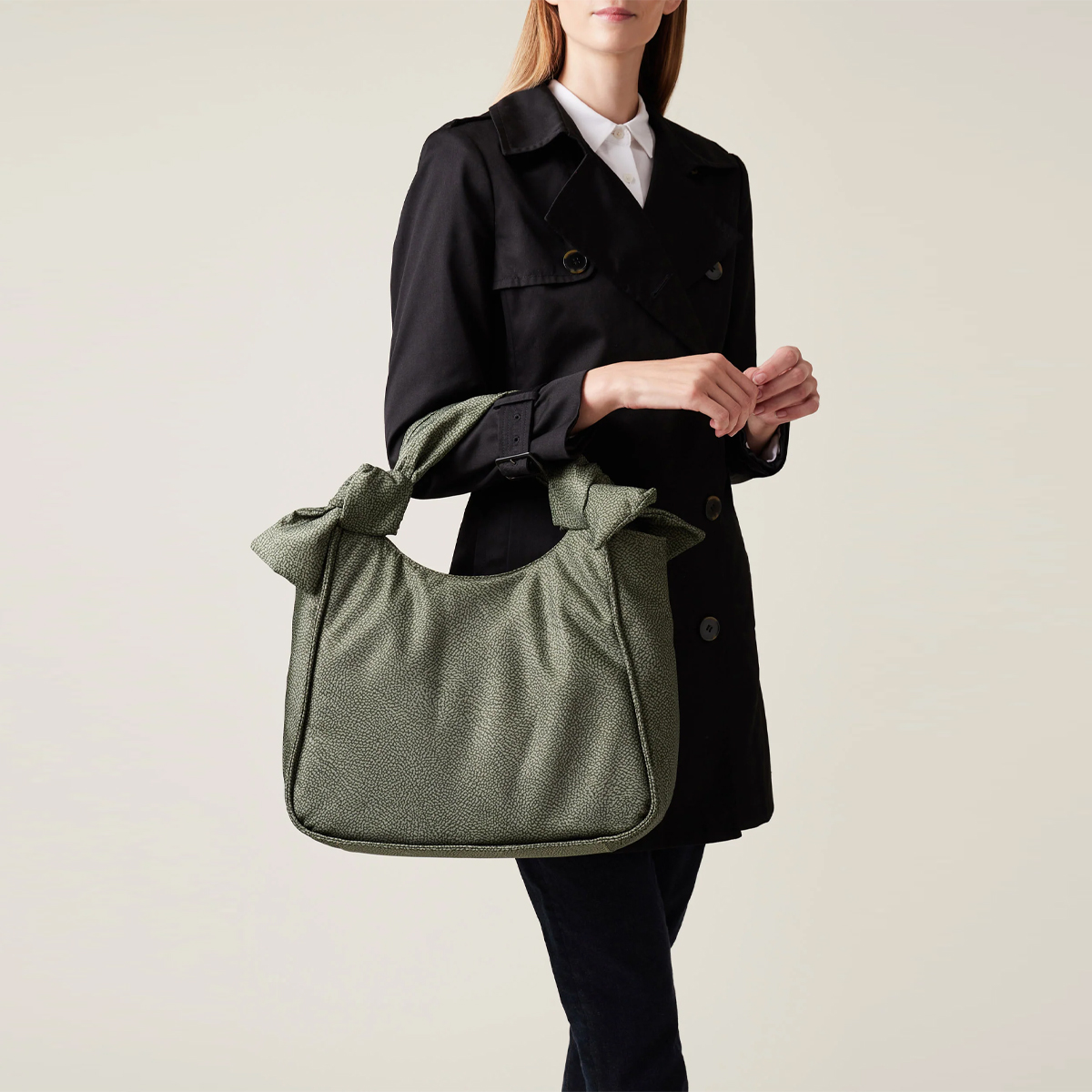 Borbonese Hobo Bag Lover Medium Verde Militare - 5 Borbonese Hobo Bag Lover Medium Verde Militare - 5