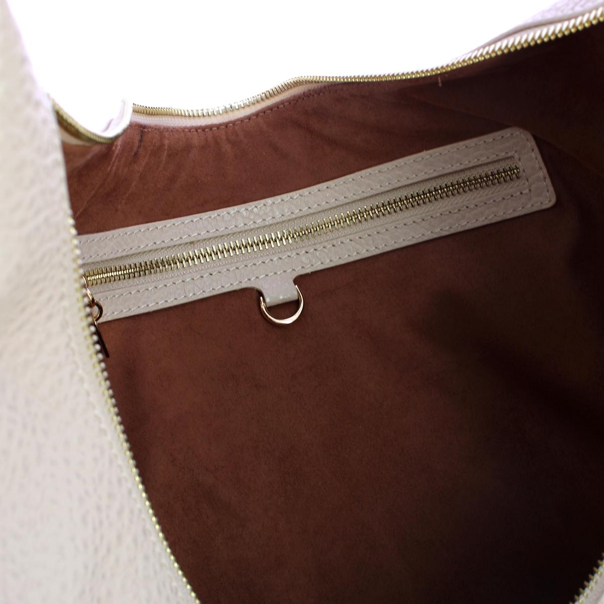 Borbonese Hobo Bag Oyster Large in pelle Porridge - 4