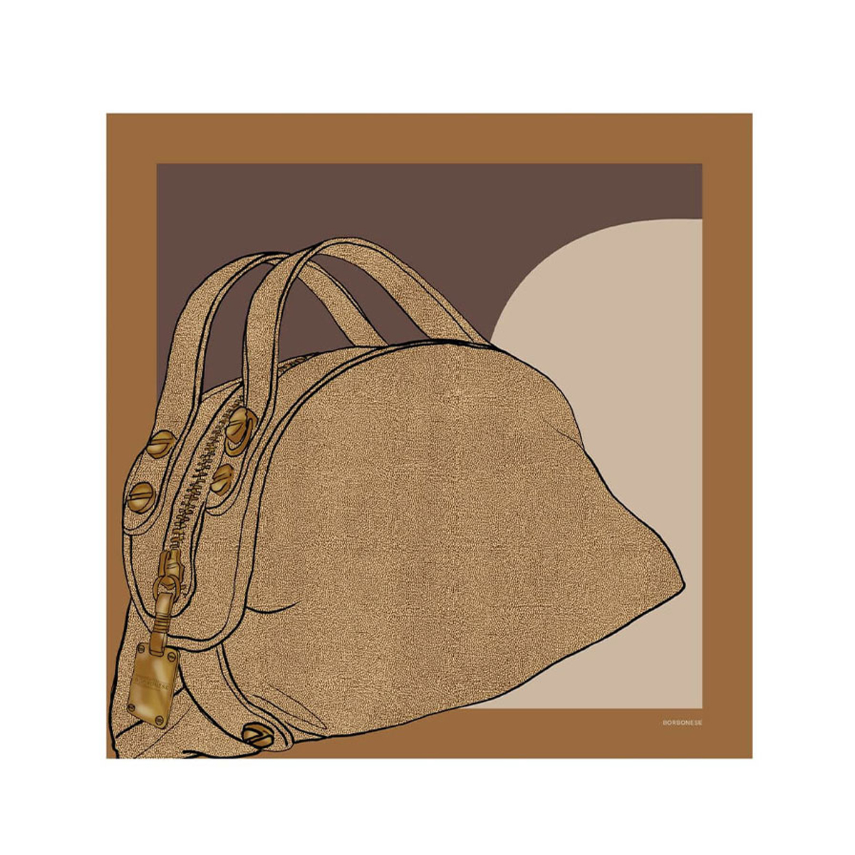 Borbonese Foulard Sexy Bag 90x90 Caramello - 1 Borbonese Foulard Sexy Bag 90x90 Caramello - 1