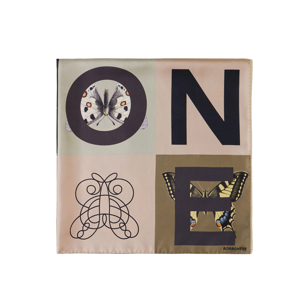 Borbonese Foulard Color Block 90x90 Oliva Porridge - 2 Borbonese Foulard Color Block 90x90 Oliva Porridge - 2