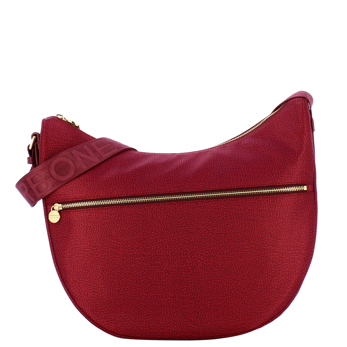 Borbonese Borsa Luna Bag Medium con taschino in Nylon Riciclato Merlot - 1 Borbonese Borsa Luna Bag Medium con taschino in Nylon Riciclato Merlot - 1