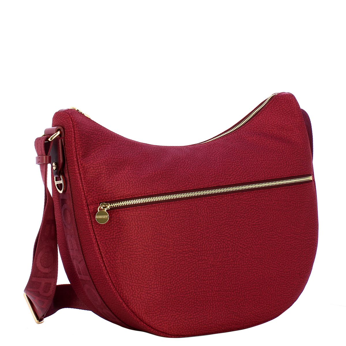 Borbonese Borsa Luna Bag Medium con taschino in Nylon Riciclato Merlot - 2 Borbonese Borsa Luna Bag Medium con taschino in Nylon Riciclato Merlot - 2