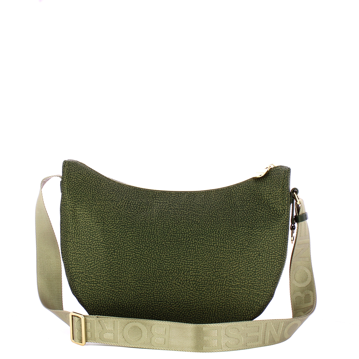 Borbonese Borsa Luna Bag Middle con taschino in Nylon Riciclato Alloro - 3 Borbonese Borsa Luna Bag Middle con taschino in Nylon Riciclato Alloro - 3