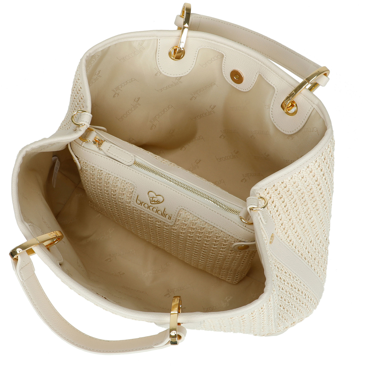 Braccialini Borsa a mano Beth Tricot grande Bianco - 4