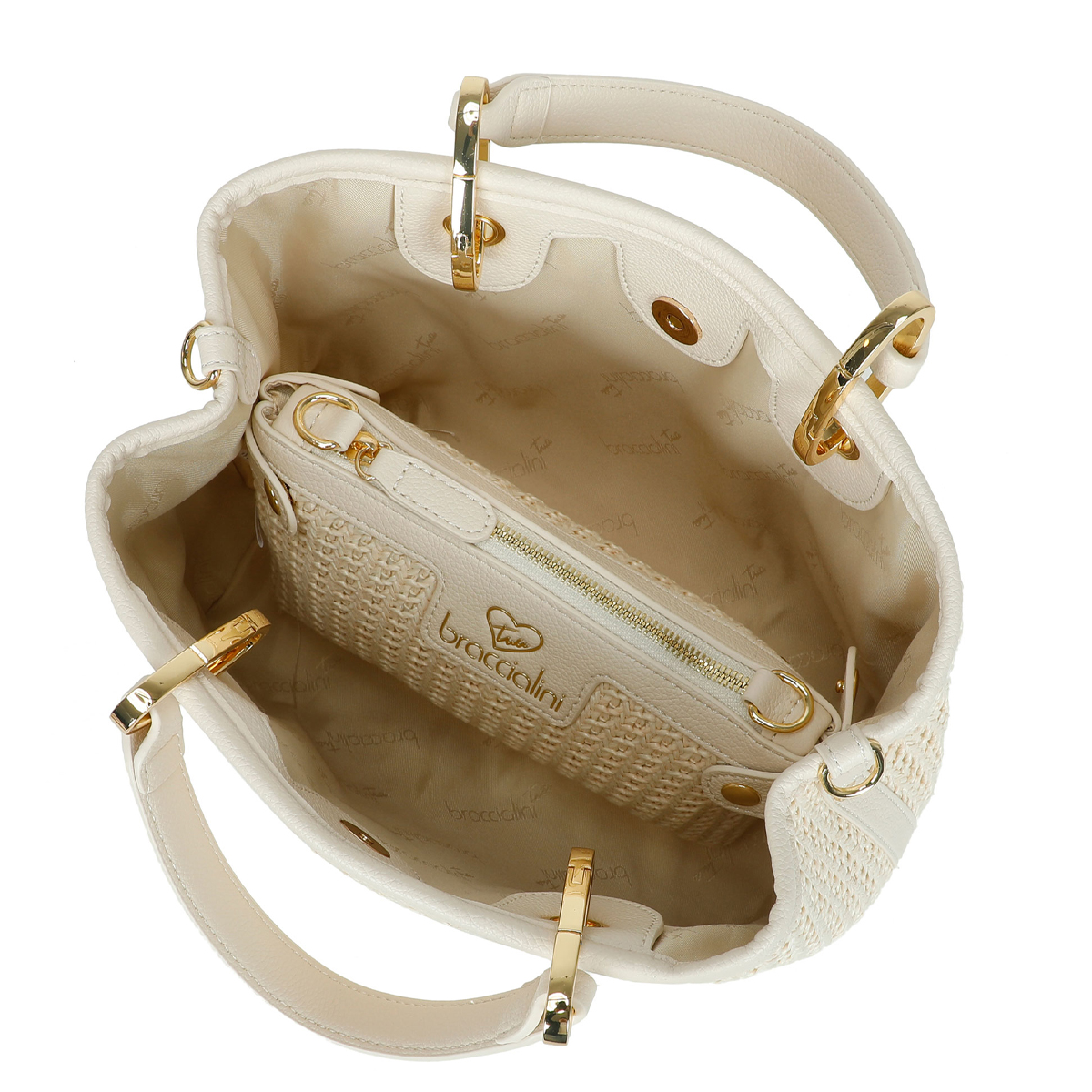 Braccialini Borsa a mano Beth Tricot Bianco - 4