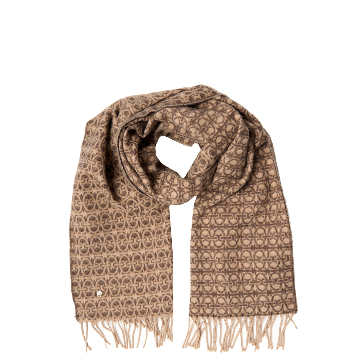 Coccinelle Sciarpa Monogram Wool Multi Brown - 1 Coccinelle Sciarpa Monogram Wool Multi Brown - 1