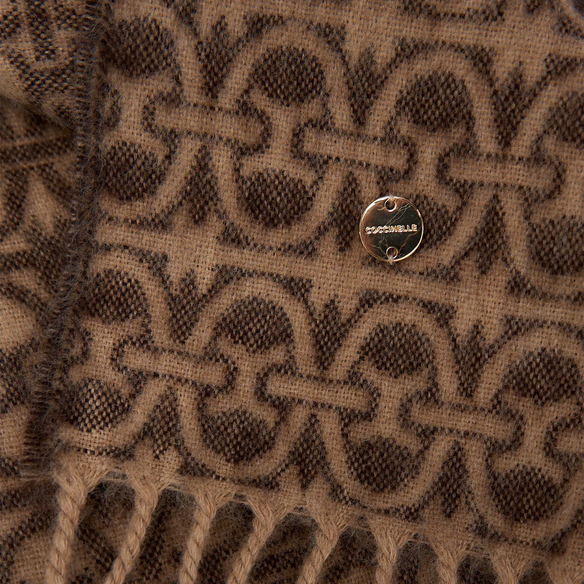 Coccinelle Sciarpa Monogram Wool Multi Brown - 2 Coccinelle Sciarpa Monogram Wool Multi Brown - 2