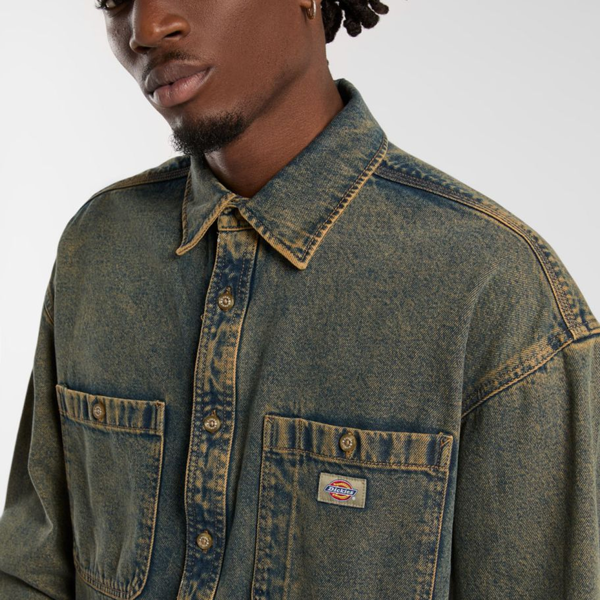 Dickies Camicia di Jeans Houston Yellow Fade Ind - 5 Dickies Camicia di Jeans Houston Yellow Fade Ind - 5