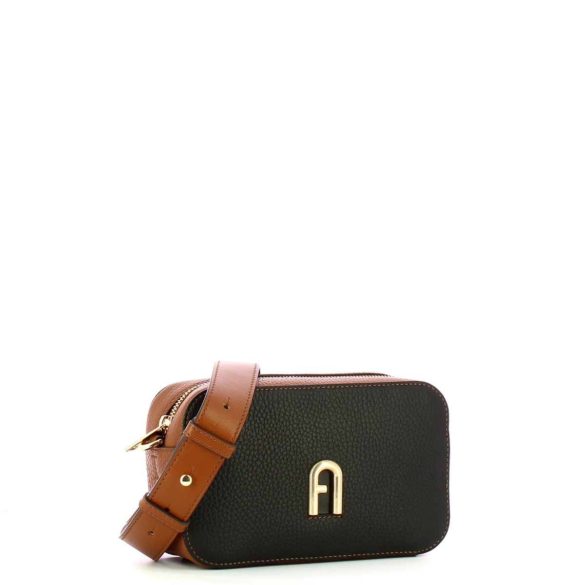 Furla Mini Borsa a bandoliera Primula Colorblock Nero Cognac - 2 Furla Mini Borsa a bandoliera Primula Colorblock Nero Cognac - 2