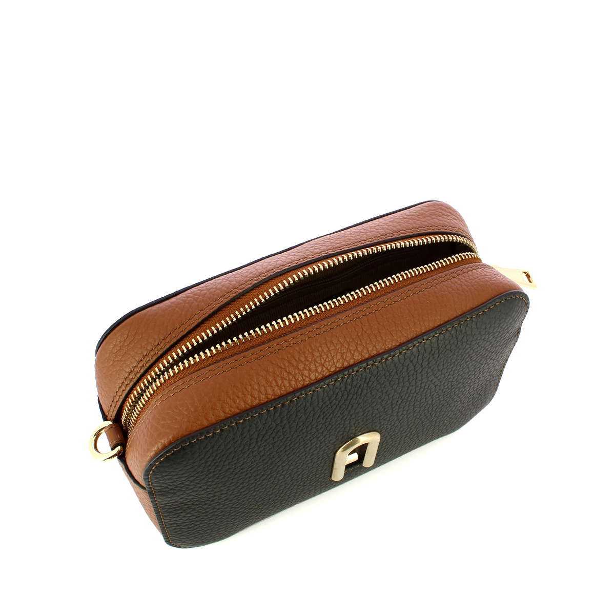 Furla Mini Borsa a bandoliera Primula Colorblock Nero Cognac - 4 Furla Mini Borsa a bandoliera Primula Colorblock Nero Cognac - 4