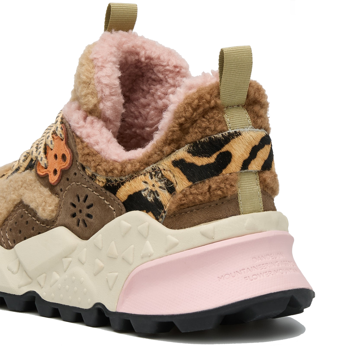 Flower Mountain Sneakers Kotetsu Suede Shearling Kaki Beige Multi - 5