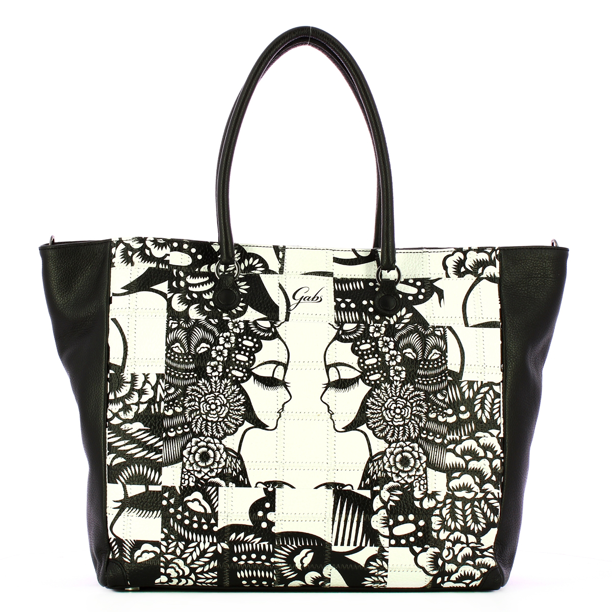 Gabs Borsa Jessica L Trip Patchwork Profili Bianco Neri - 1 Gabs Borsa Jessica L Trip Patchwork Profili Bianco Neri - 1