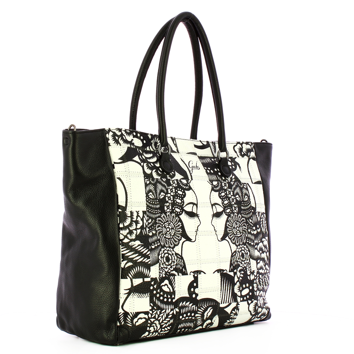 Gabs Borsa Jessica L Trip Patchwork Profili Bianco Neri - 2 Gabs Borsa Jessica L Trip Patchwork Profili Bianco Neri - 2