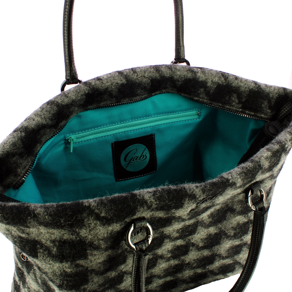 Gabs Borsa Aretha L Tessuto Nappa Nero Grigio - 5
