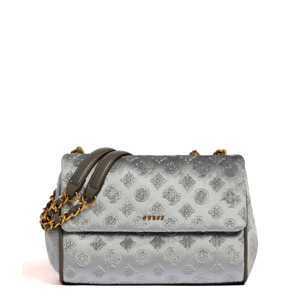 Guess Borsa a spalla Kimi in velluto Grey - 1 Guess Borsa a spalla Kimi in velluto Grey - 1