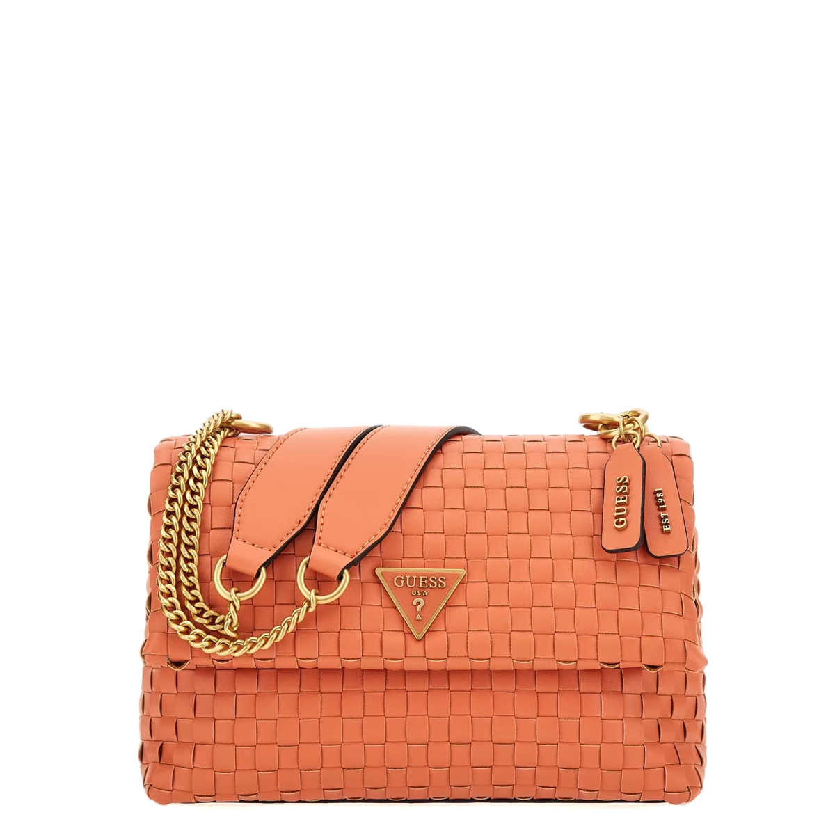 Guess Borsa a spalla Lisbet intrecciata Papaya - 1 Guess Borsa a spalla Lisbet intrecciata Papaya - 1