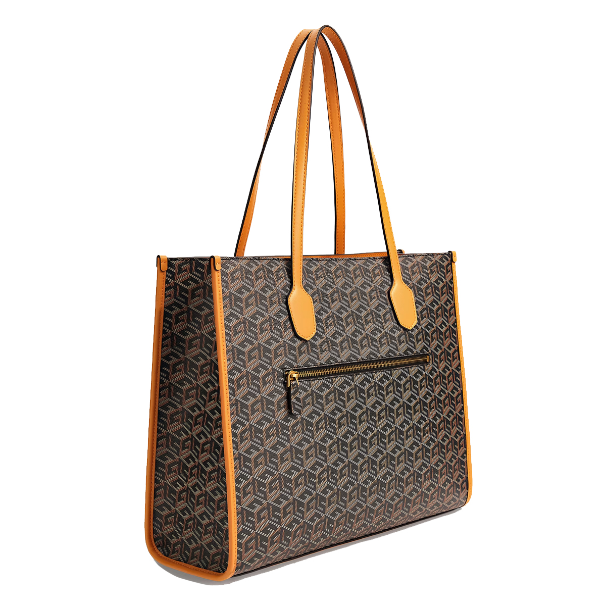 Guess Shopper Silvana G Cube Grande Black Logo Cognac - 3 Guess Shopper Silvana G Cube Grande Black Logo Cognac - 3