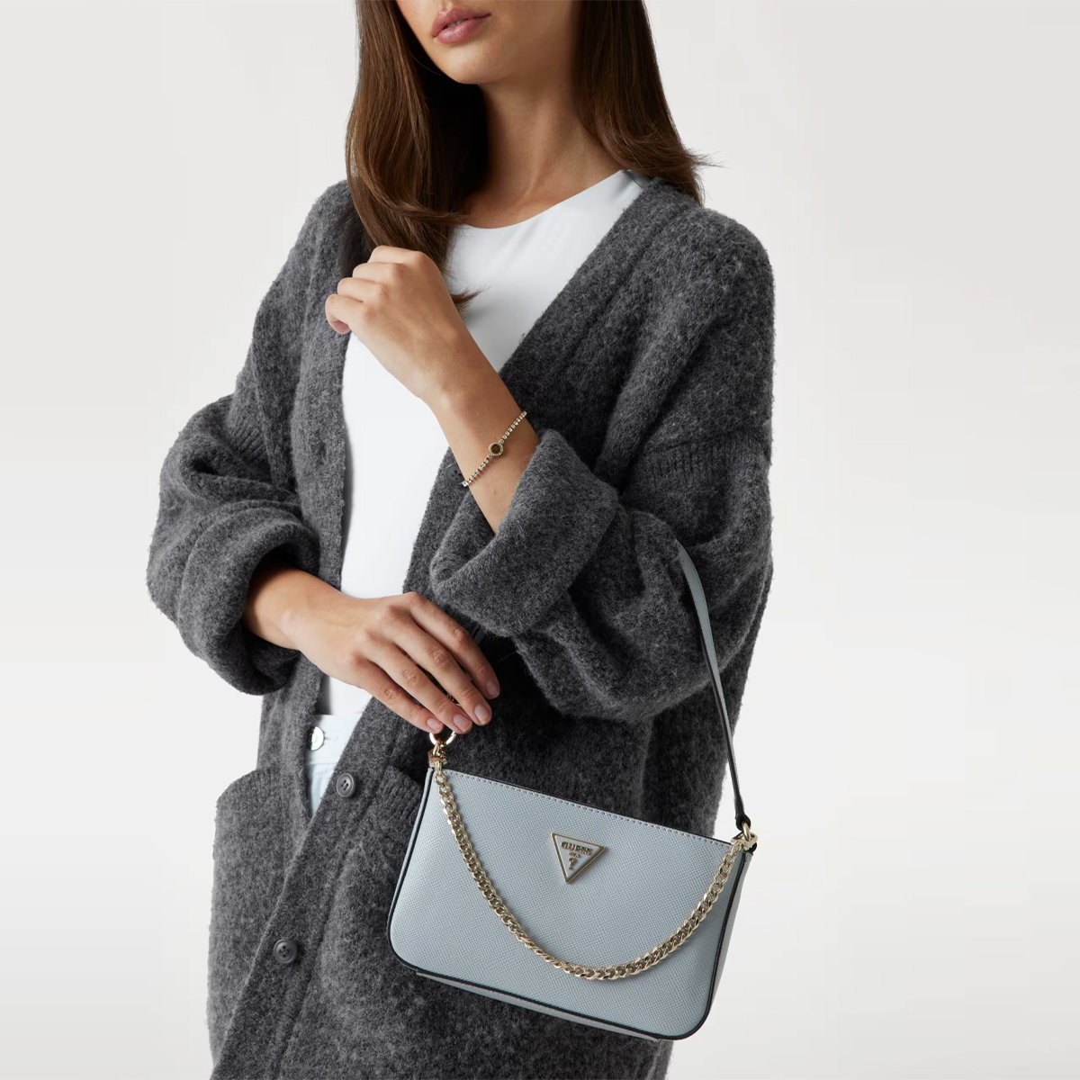Guess Noelle Mini Lavendar Grey Handbag - 2