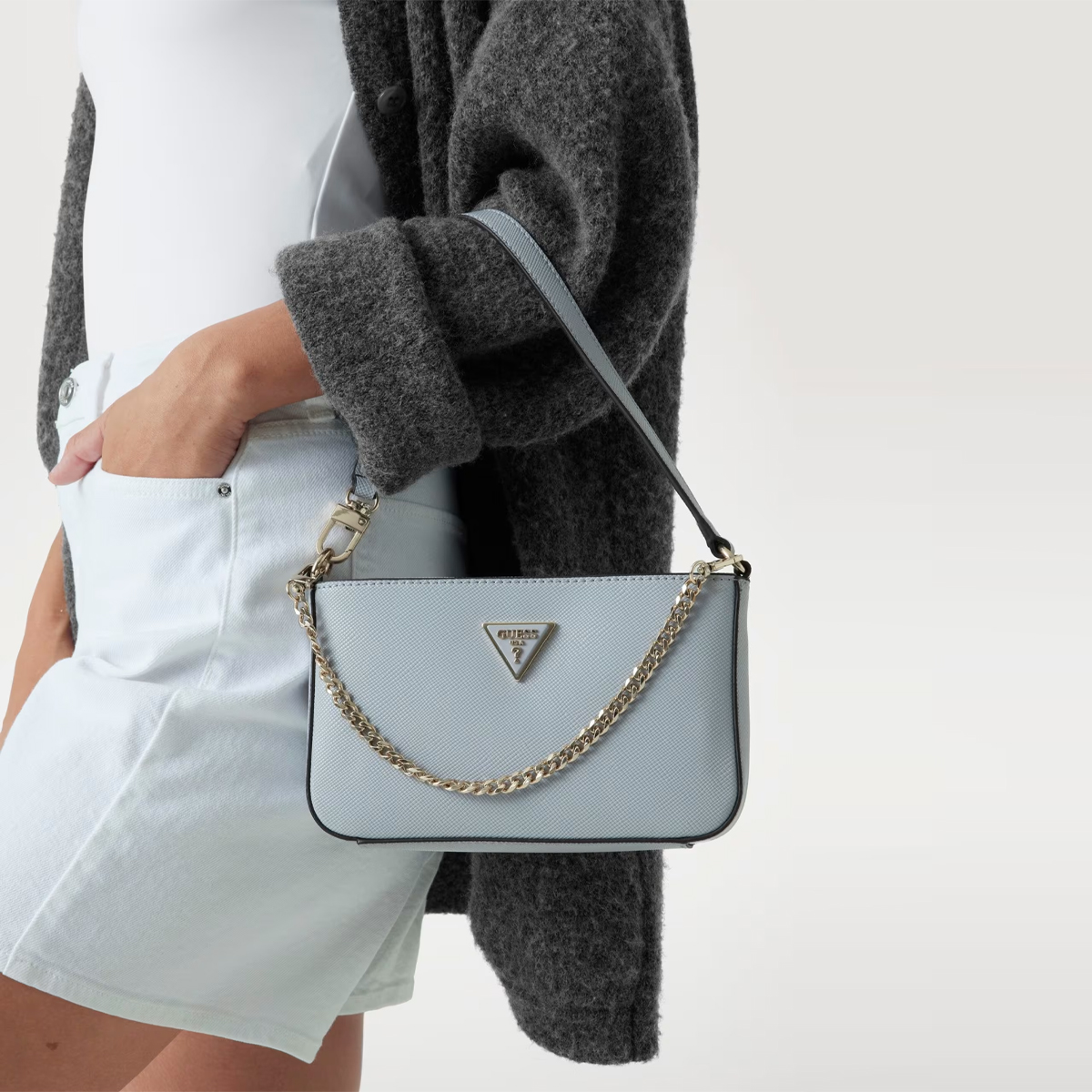 Guess Noelle Mini Lavendar Grey Handbag - 3