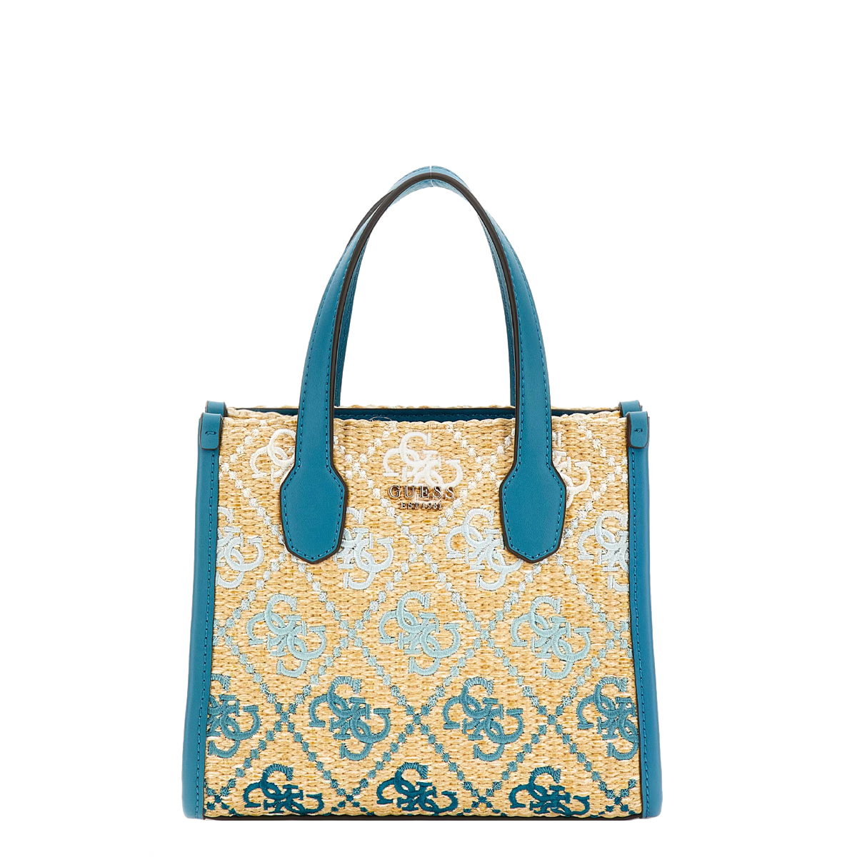 Guess Mini borsa a mano Silvana 4G Teal Logo - 1