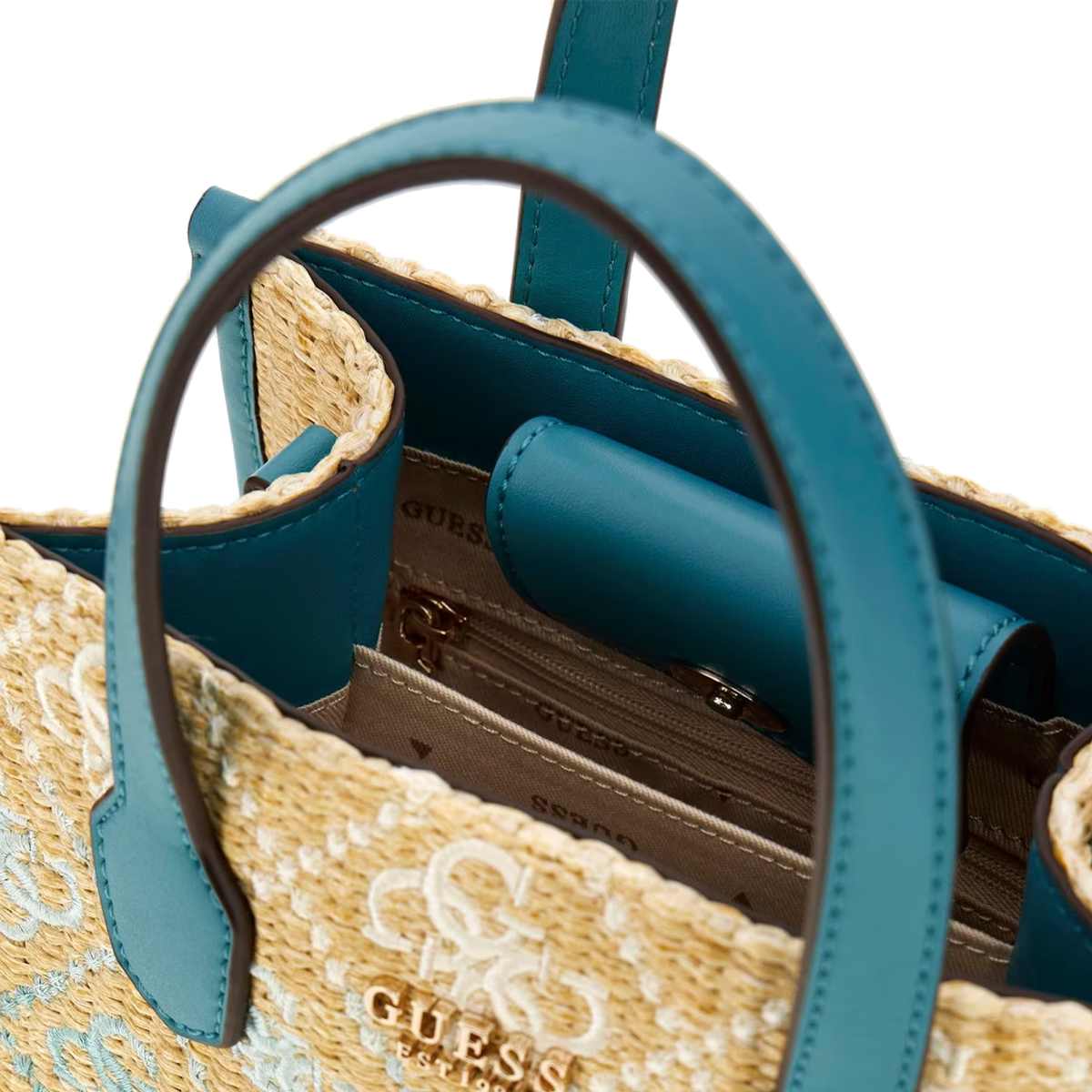 Guess Mini borsa a mano Silvana 4G Teal Logo - 5