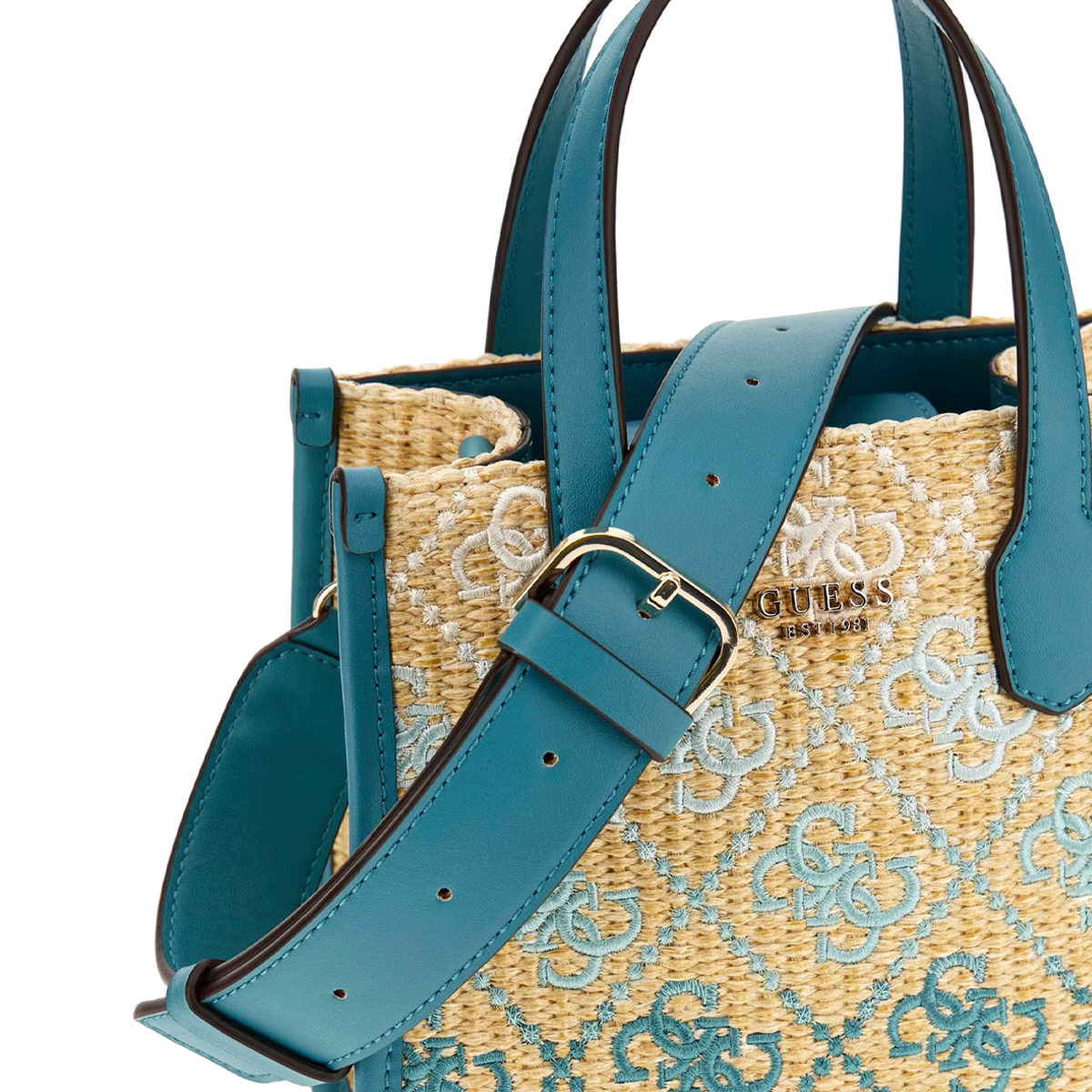 Guess Mini borsa a mano Silvana 4G Teal Logo - 6