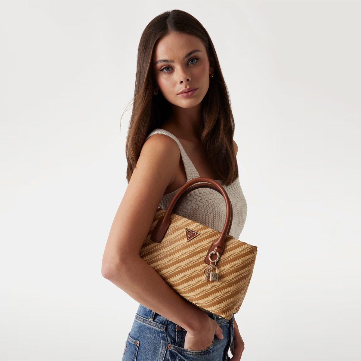 Guess Borsa a mano Simona Natural Cognac - 3