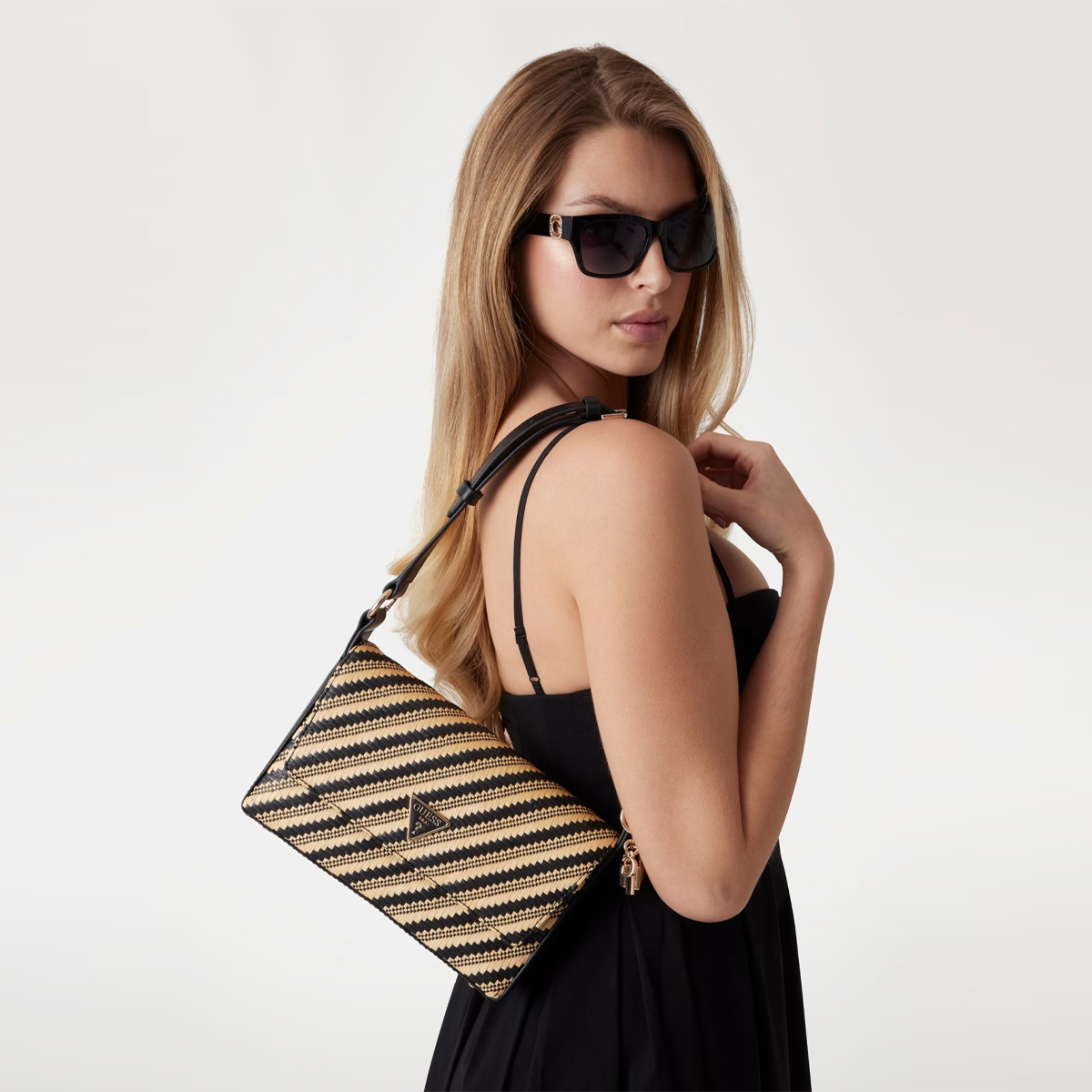 Guess Borsa a spalla Simona Natural Black - 2 Guess Borsa a spalla Simona Natural Black - 2