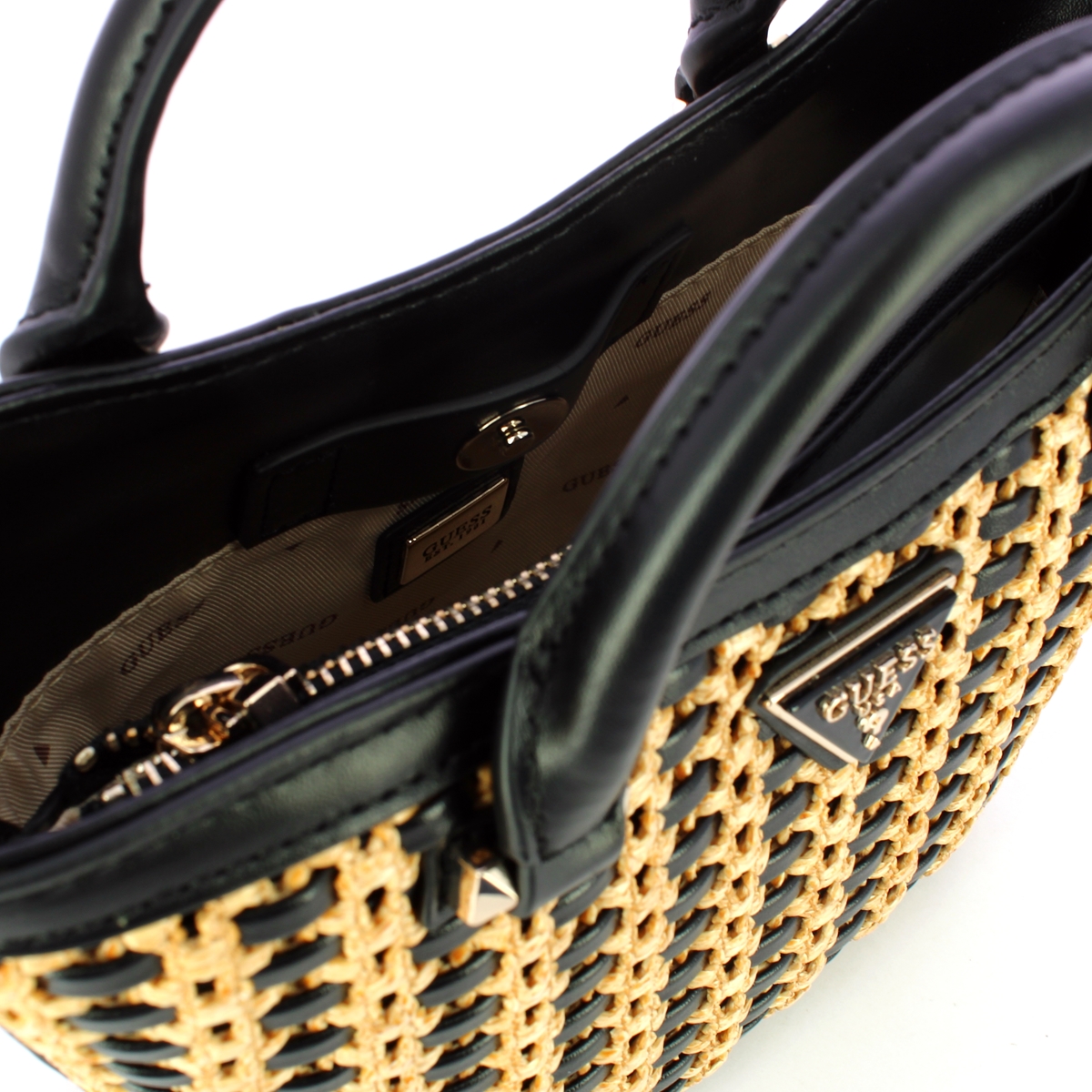 Guess Borsa a mano Atalia Mini Tote Natural Black - 5