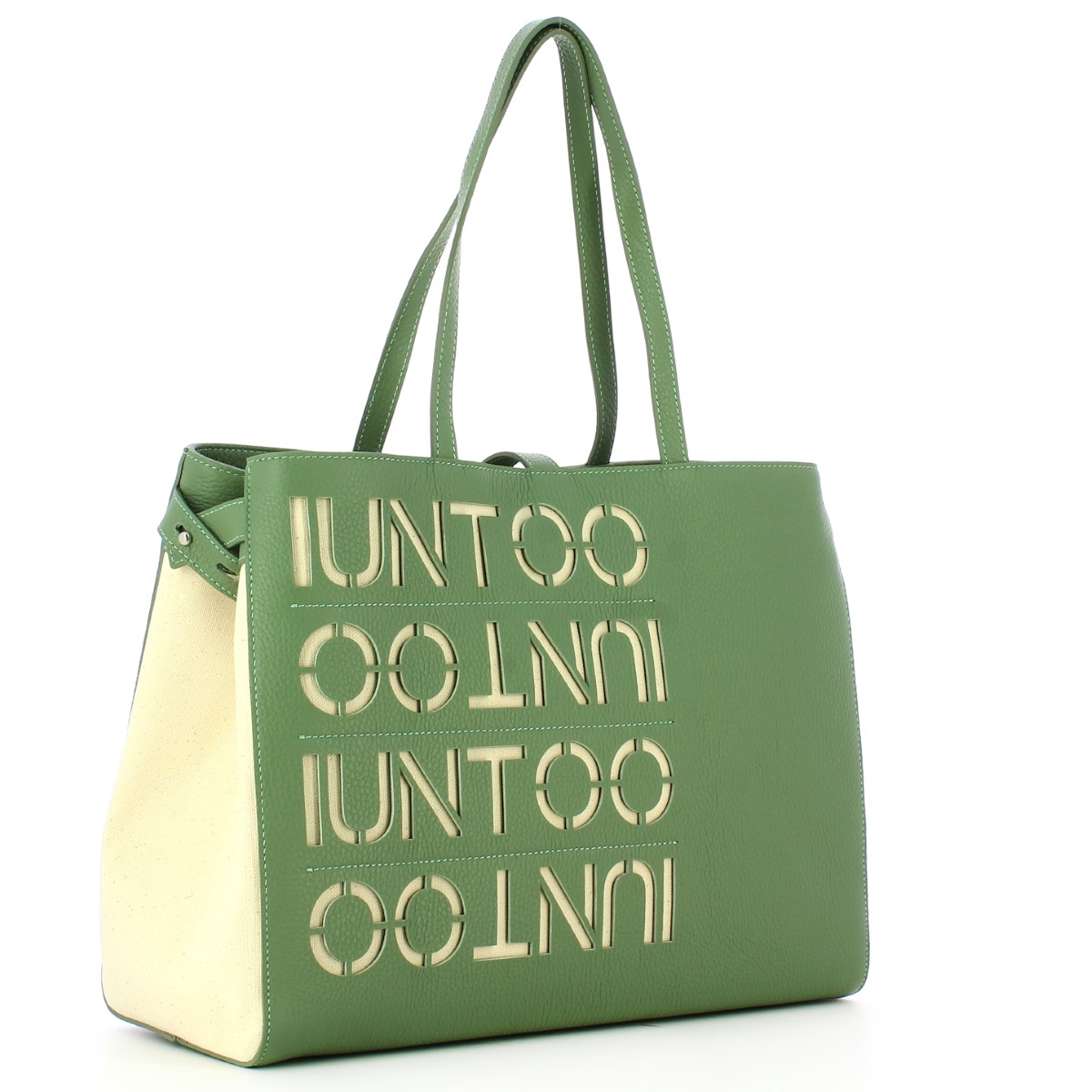 Iuntoo Shopper Media Graziosa con logo Salvia Beige - 2