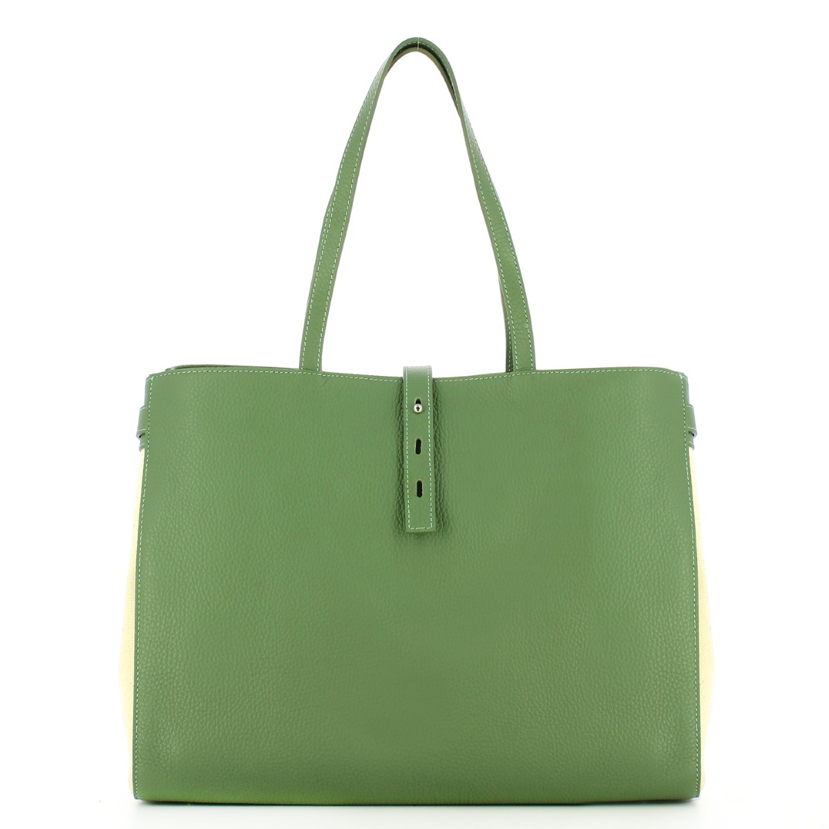 Iuntoo Shopper Media Graziosa con logo Salvia Beige - 3