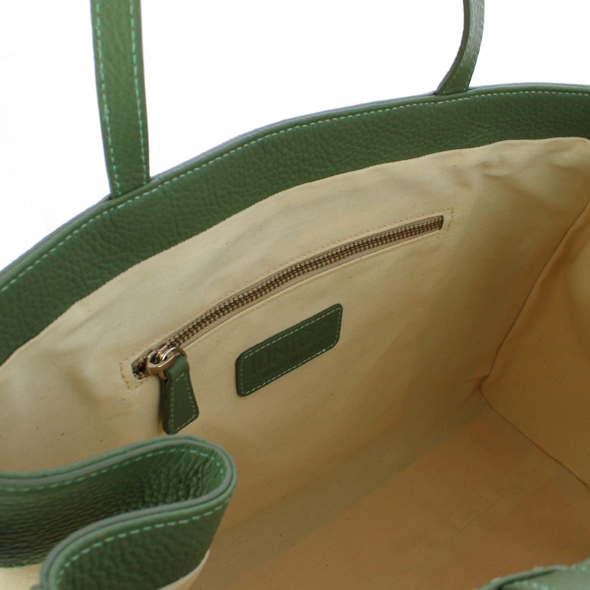 Iuntoo Shopper Media Graziosa con logo Salvia Beige - 4