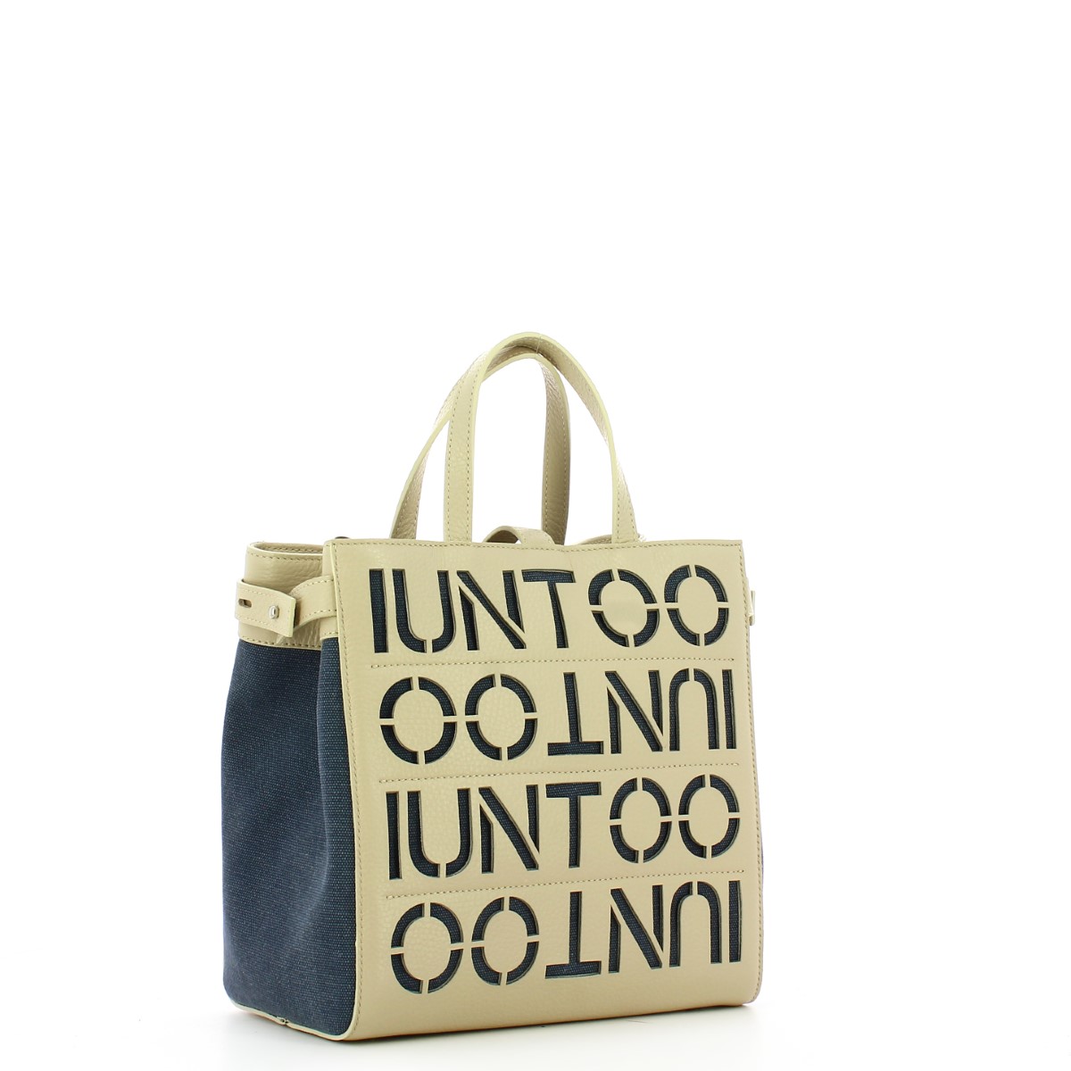 Iuntoo Shopper Piccola Graziosa con logo Beige Jeans - 2