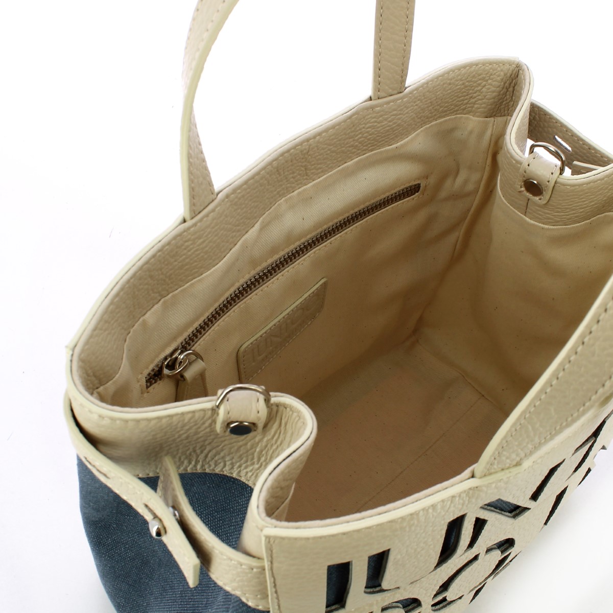 Iuntoo Shopper Piccola Graziosa con logo Beige Jeans - 5