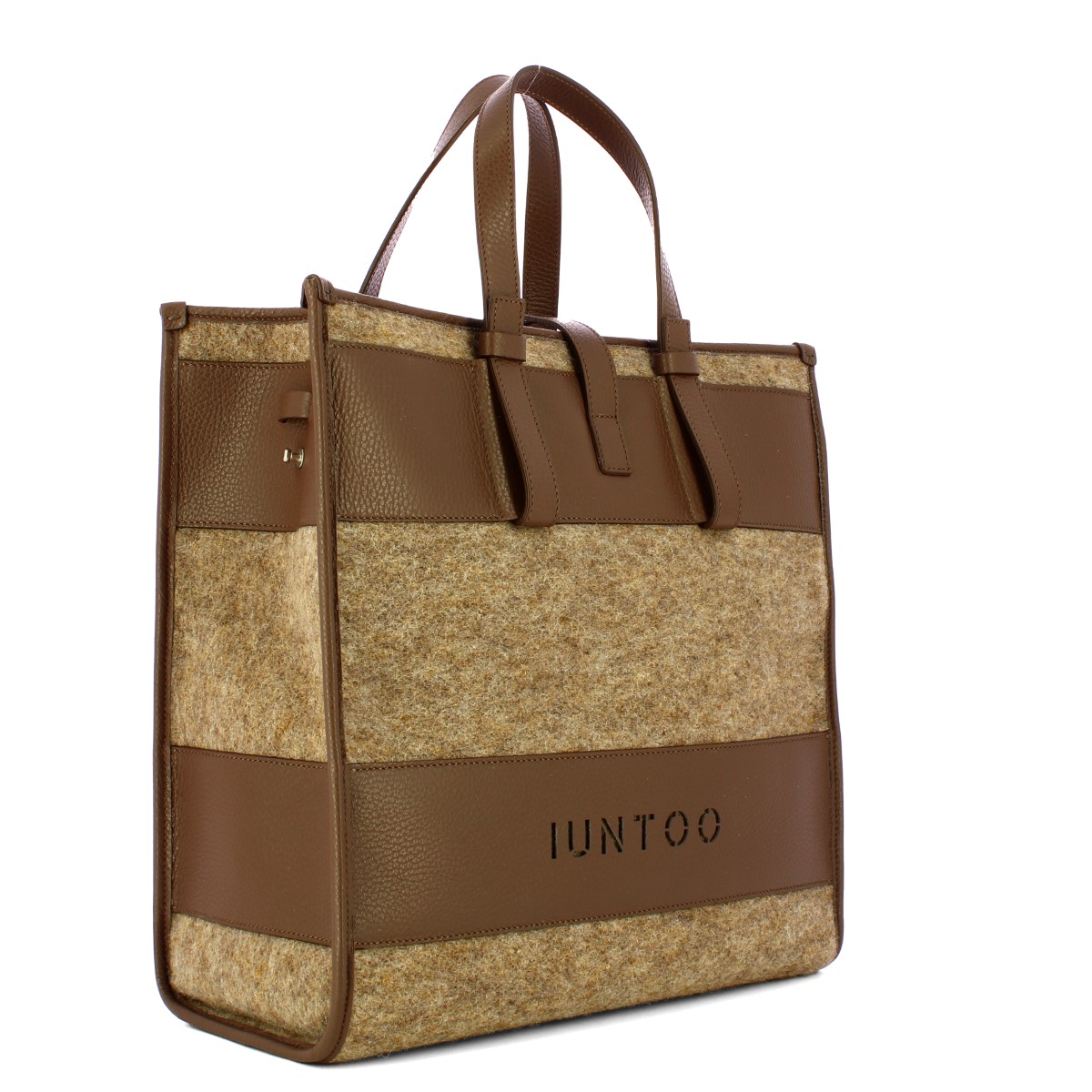 Iuntoo Shopper Grande Caldo Essenziale Fango Lana Cotta Fango - 2 Iuntoo Shopper Grande Caldo Essenziale Fango Lana Cotta Fango - 2