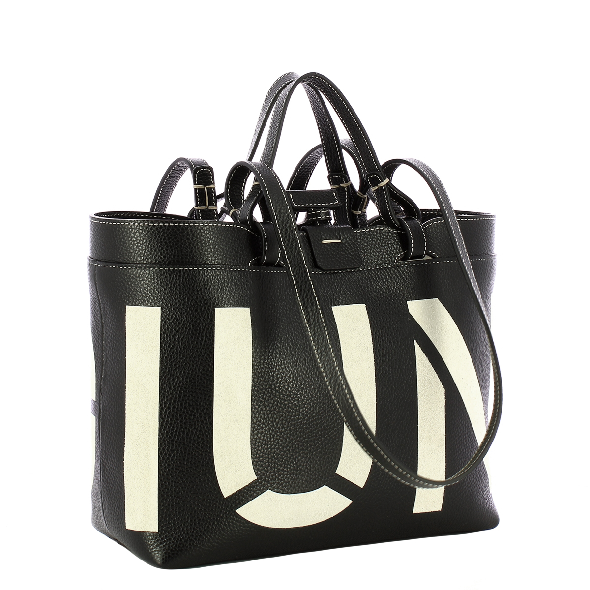 Iuntoo Shopping Sibilla Piccola Logo Nero+Panna - 2 Iuntoo Shopping Sibilla Piccola Logo Nero+Panna - 2