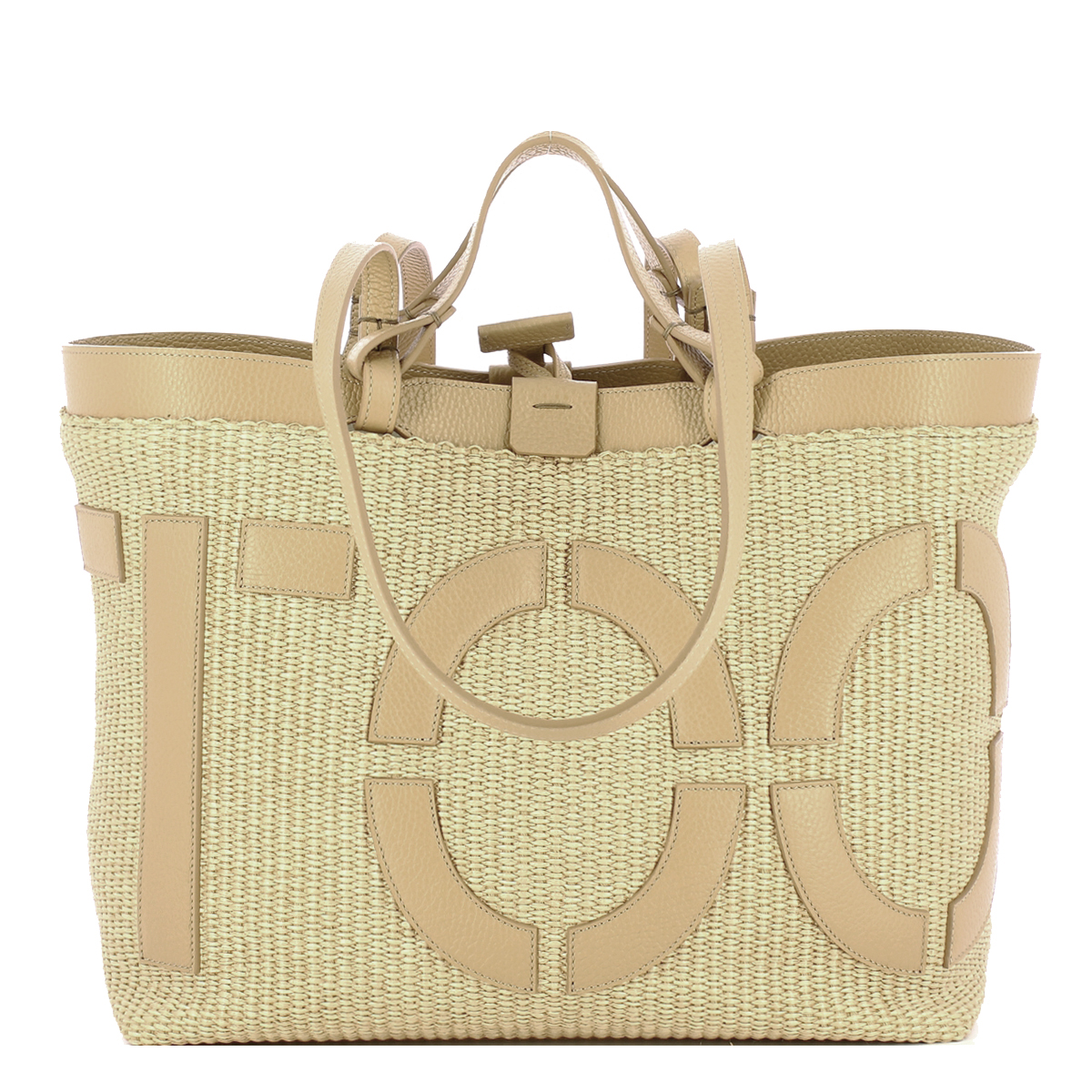 Iuntoo Shopping Sibilla Media Logo Raffia Naturale+Cammello - 3